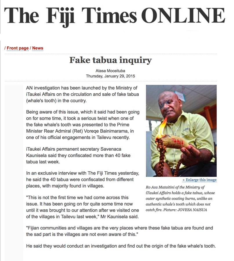 Fake Tabua in Fiji