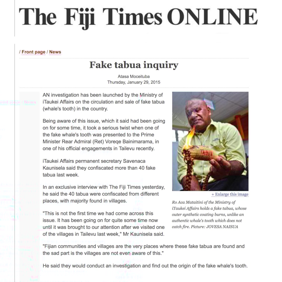 Fake Tabua in Fiji